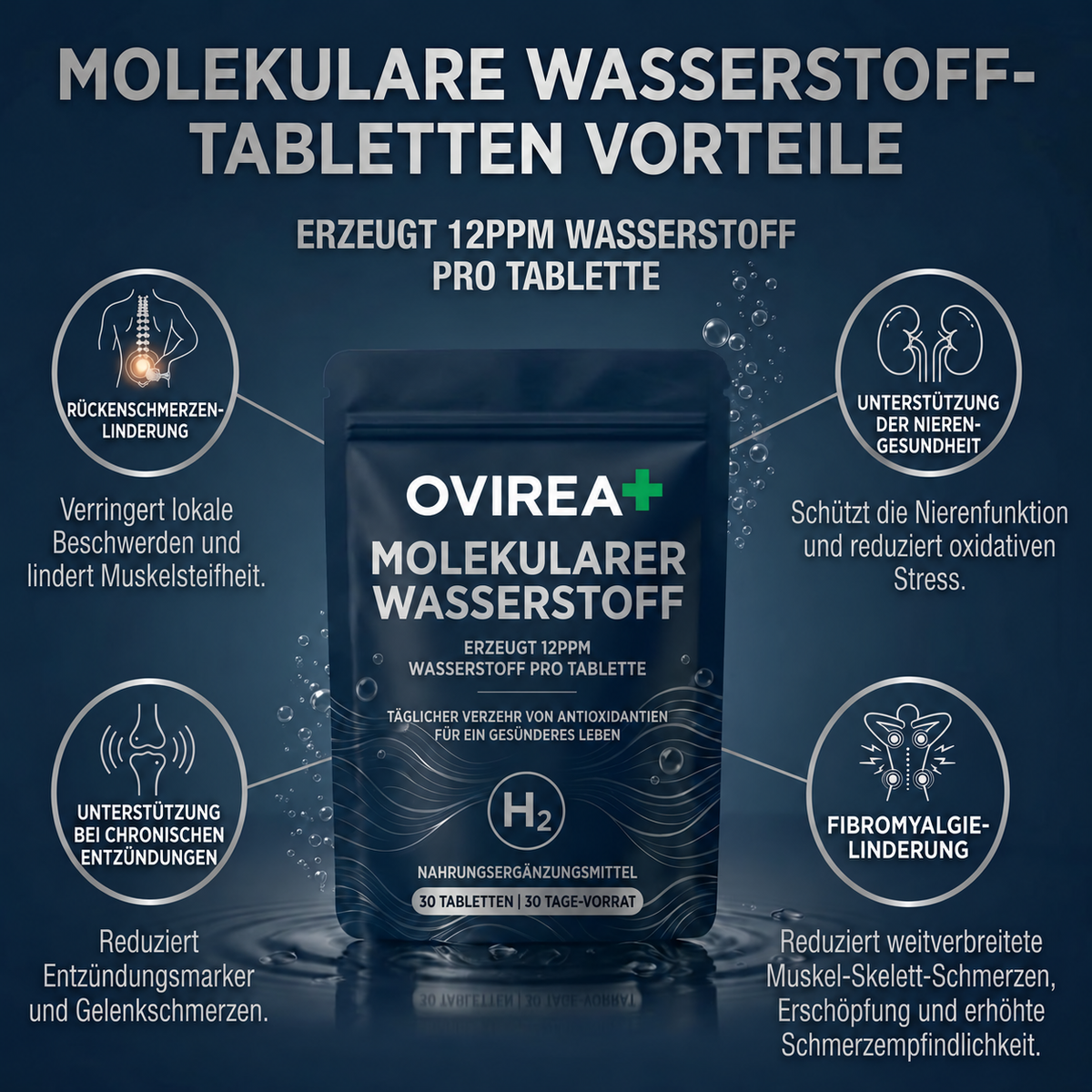 Wasserstofftabletten – 30-Tage-Vorrat | Neue & verbesserte Variante
